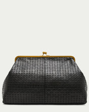 Load image into Gallery viewer, Oversized Leather Clutch: Black Embossed Weave