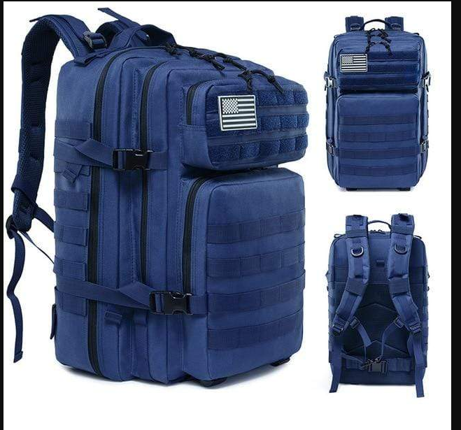 Military Molle System 45L tactical backpack Color Navy Blue VM and TJ Enterprise