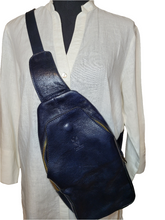 Load image into Gallery viewer, Navy Genuine leather sling pack