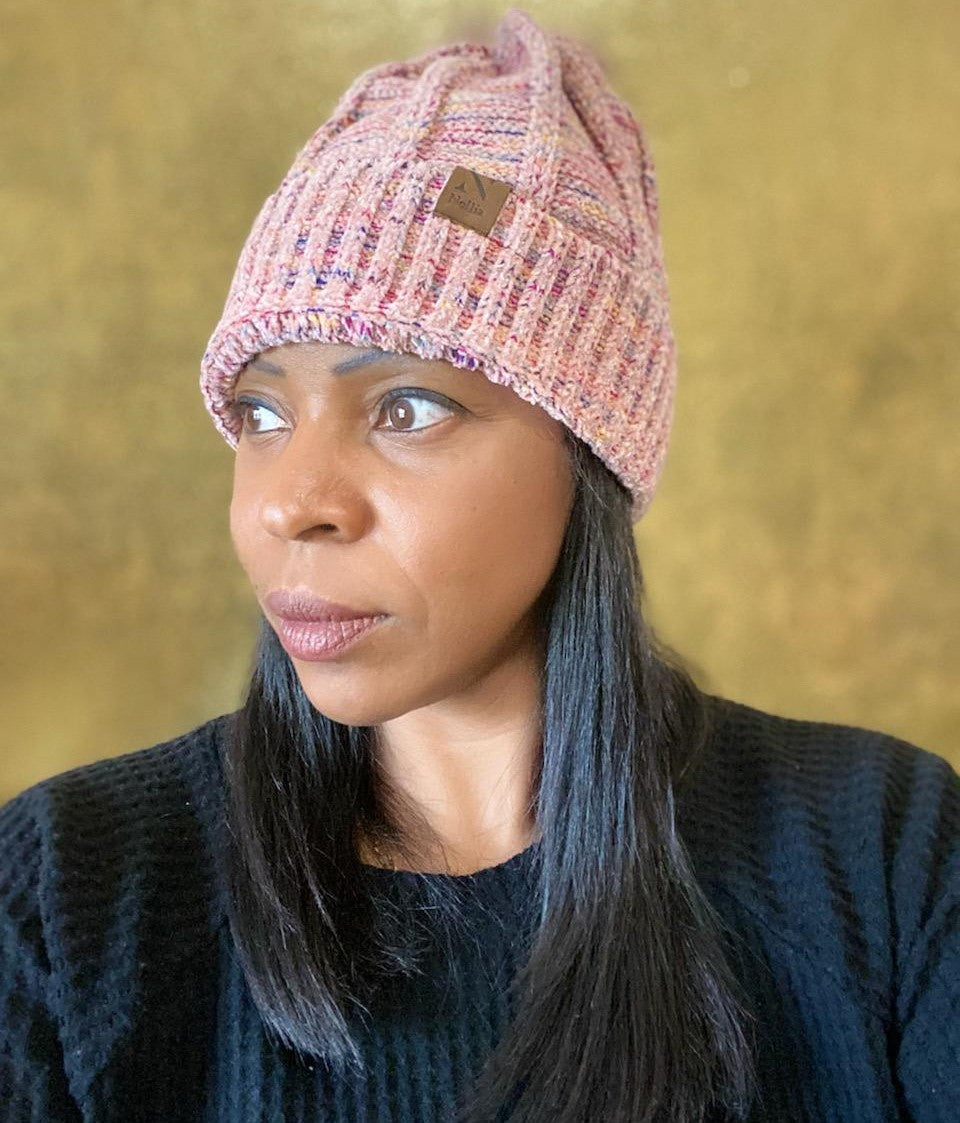 Women's Beanie with Pom Pink – VM and TJ Enterprise