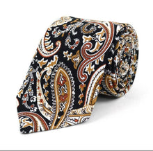 Load image into Gallery viewer, Black Paisley Necktie (Slim Type)