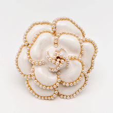 Load image into Gallery viewer, Camellia Pearl Enamel Brooch: White
