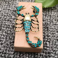 Load image into Gallery viewer, Blue Cubic Zirconia Scorpion Brooch
