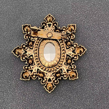 Load image into Gallery viewer, Vintage Glass &amp; Rhinestone Snowflake Brooch
