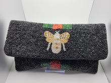 Load image into Gallery viewer, Black Bee Beaded Clutch
