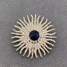 Load image into Gallery viewer, Silver with Navy Blue Stone Rhinestone Brooch
