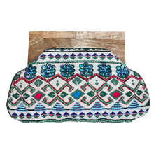 Load image into Gallery viewer, Beaded Cotton Clutch Bag Wooden Handle
