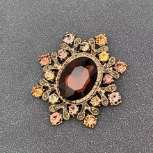 Load image into Gallery viewer, Vintage Glass &amp; Rhinestone Snowflake Brooch
