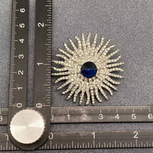 Load image into Gallery viewer, Silver with Navy Blue Stone Rhinestone Brooch
