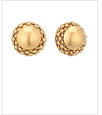 Gold Round Clip On Earrings