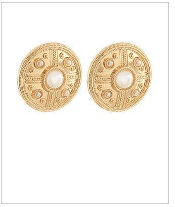 Gold and Pearl Clip On Earrings
