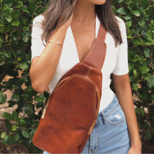 Load image into Gallery viewer, Genuine leather Sling pack Color: Tan Brown

