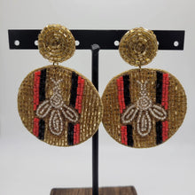 Load image into Gallery viewer, Gold and Black Bee Earrings
