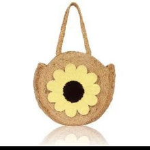 Load image into Gallery viewer, Sunflower Straw Tote Bag
