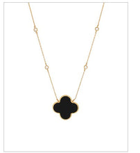 Load image into Gallery viewer, Black and Gold Clover Pendant Necklace
