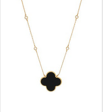 Load image into Gallery viewer, Black and Gold Clover Pendant Necklace
