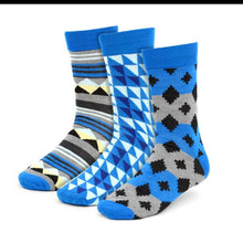 Load image into Gallery viewer, Men&#39;s Sock Trio Blue and Black
