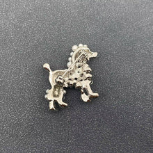 Load image into Gallery viewer, Rhinestone &amp; Pearl Poodle Silver Brooch
