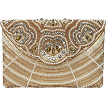 Load image into Gallery viewer, CREAM PEARL and Rose Gold BEADED CLUTCH
