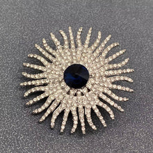 Load image into Gallery viewer, Silver with Navy Blue Stone Rhinestone Brooch
