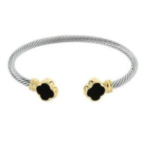 Silver Bracelet with Black Clover