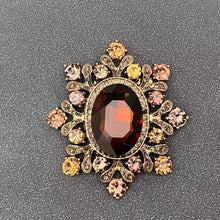 Load image into Gallery viewer, Vintage Glass &amp; Rhinestone Snowflake Brooch
