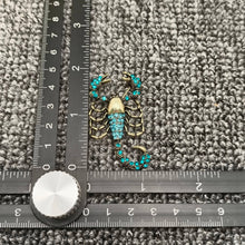 Load image into Gallery viewer, Blue Cubic Zirconia Scorpion Brooch
