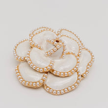 Load image into Gallery viewer, Camellia Pearl Enamel Brooch: White
