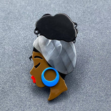 Load image into Gallery viewer, Girl Wearring Turban Acrylic Brooch: Grey
