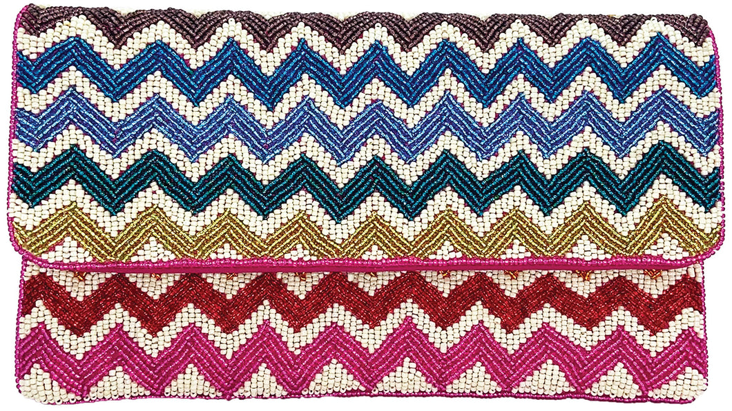 CHEVRON MULTI BEADED CLUTCH