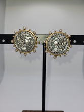 Load image into Gallery viewer, Silver Coin and Pearl Clip On Earrings
