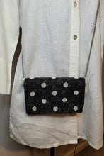 Load image into Gallery viewer, BLACK POLKA DOT BEADED RECTANGULAR CLUTCH
