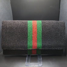Load image into Gallery viewer, Black with Red and Green Stripes Clutch
