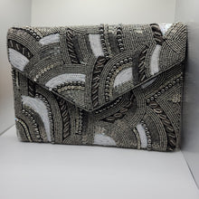 Load image into Gallery viewer, Black and Silver Beaded Clutch
