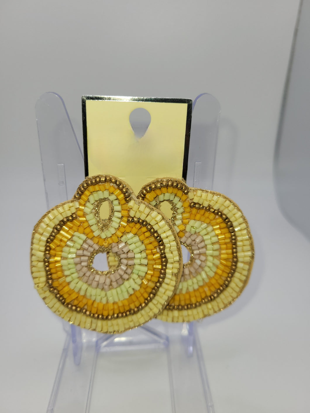 Round Beaded Earrings Yellow and Gold