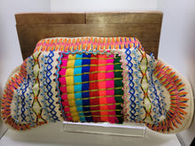 Load image into Gallery viewer, Wooden Handle Clutch Multi Colored Stripes
