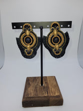 Load image into Gallery viewer, Beaded Earrings Black and Gold
