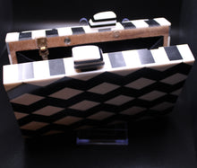 Load image into Gallery viewer, Wood Box Diamond Bag Black and White
