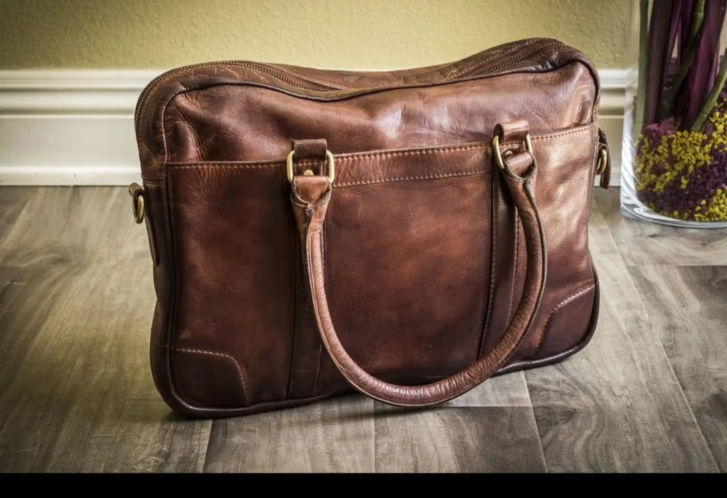 Brown Leather Brief Case/Bag