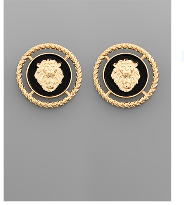 Lion Black and Gold Earrings