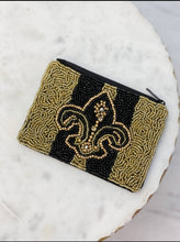 Load image into Gallery viewer, Fleur De Lis Beaded Coin Pouch
