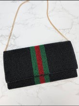 Load image into Gallery viewer, Black with Red and Green Stripes Clutch
