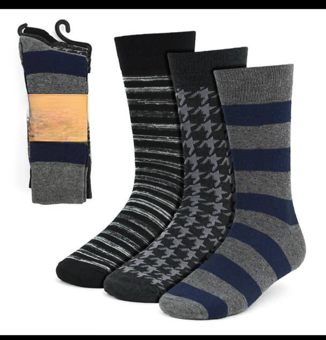 Men's Socks Trio Black, Blue, Gray