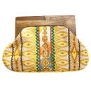 Wooden Handle Bag Yellow, Green and Beading