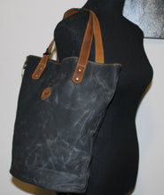 Load image into Gallery viewer, Canvas Bucket Bag with Leather Straps
