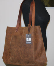 Load image into Gallery viewer, Brown Leather Tote Bag with Pocket
