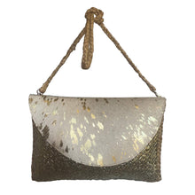 Load image into Gallery viewer, Gold and White Jute Crossbody Bag
