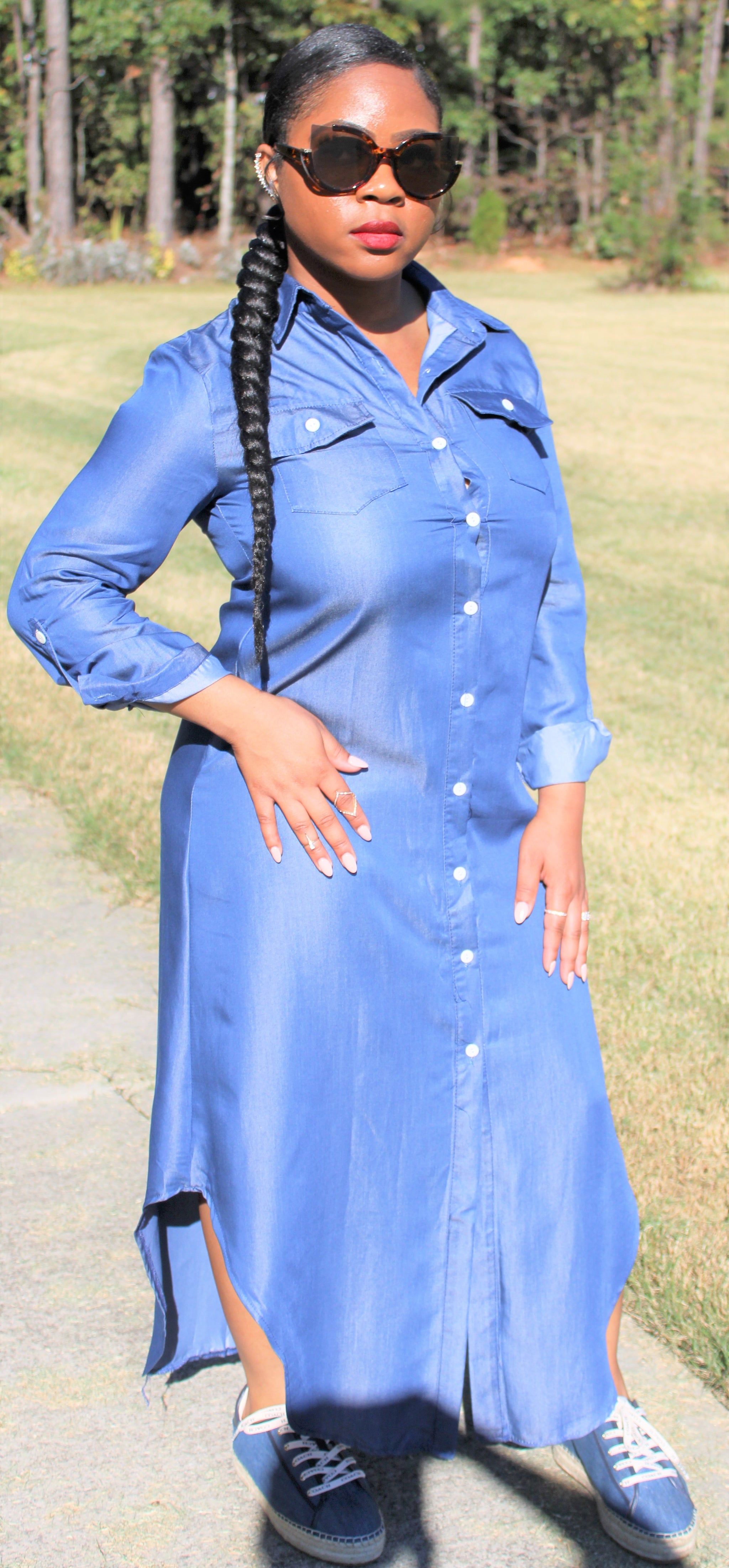 denim dress with sleeves Denim Dress – VM and TJ Enterprise