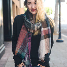 Load image into Gallery viewer, Multi Color Plaid Scarf Black
